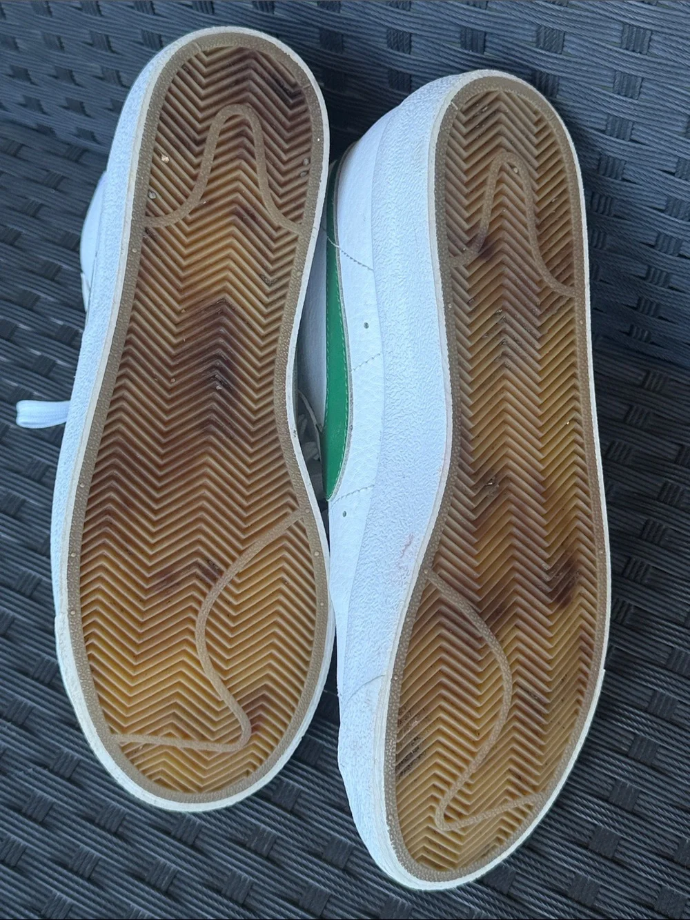 Nike High-Top Blazer Sneakers with Green Swoosh and Heel